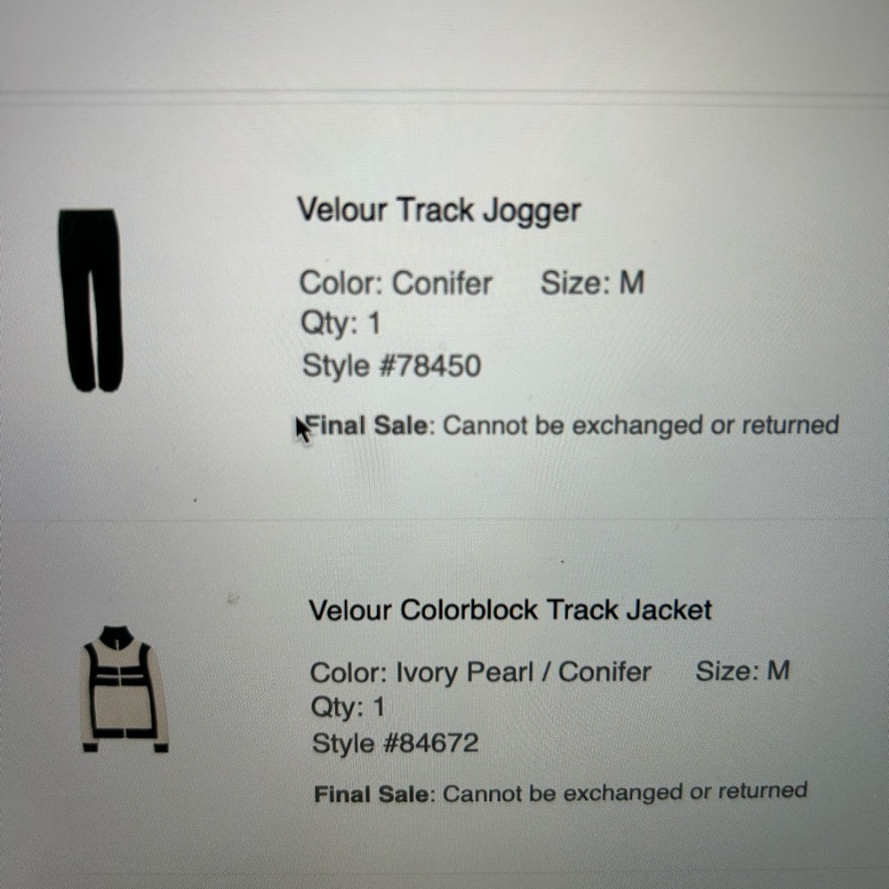 Velour Track Joggers and Colorblock Track Jacket.